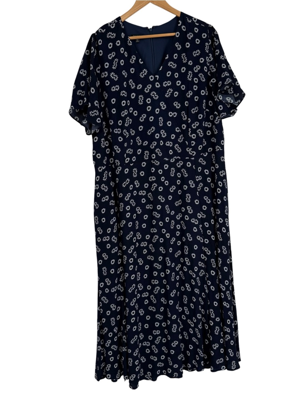 Talbots Women Floral Print V Neck Short Sleeve Maxi Wrap-look Dress Size 18W